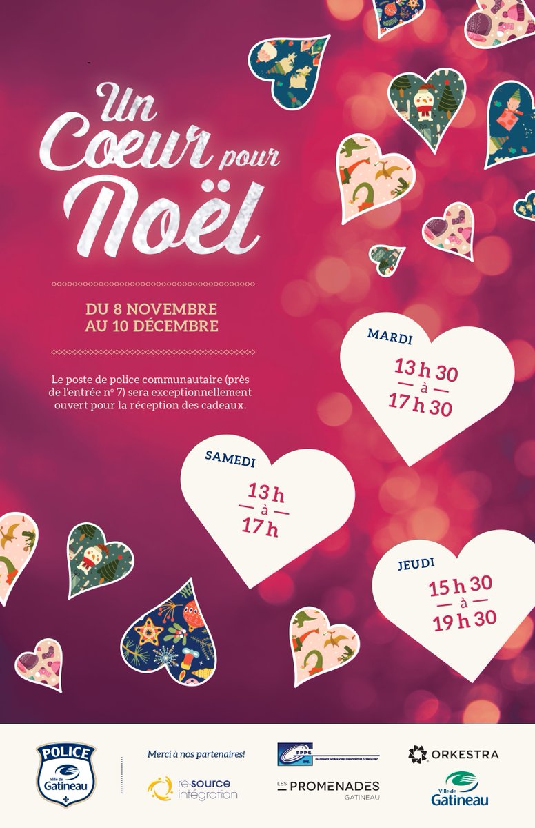 UN CŒUR POUR NOËL | Avec 600+ inscriptions et au-delà de 1200 enfants qui recevront un cadeau pour Noël cette année, nous devons mettre un terme à la période d’inscription. Du fond du cœur, merci! ♥ #Gatineau Détails sur l'initiative : loom.ly/gL0uWvw Dates de dépôt 👇