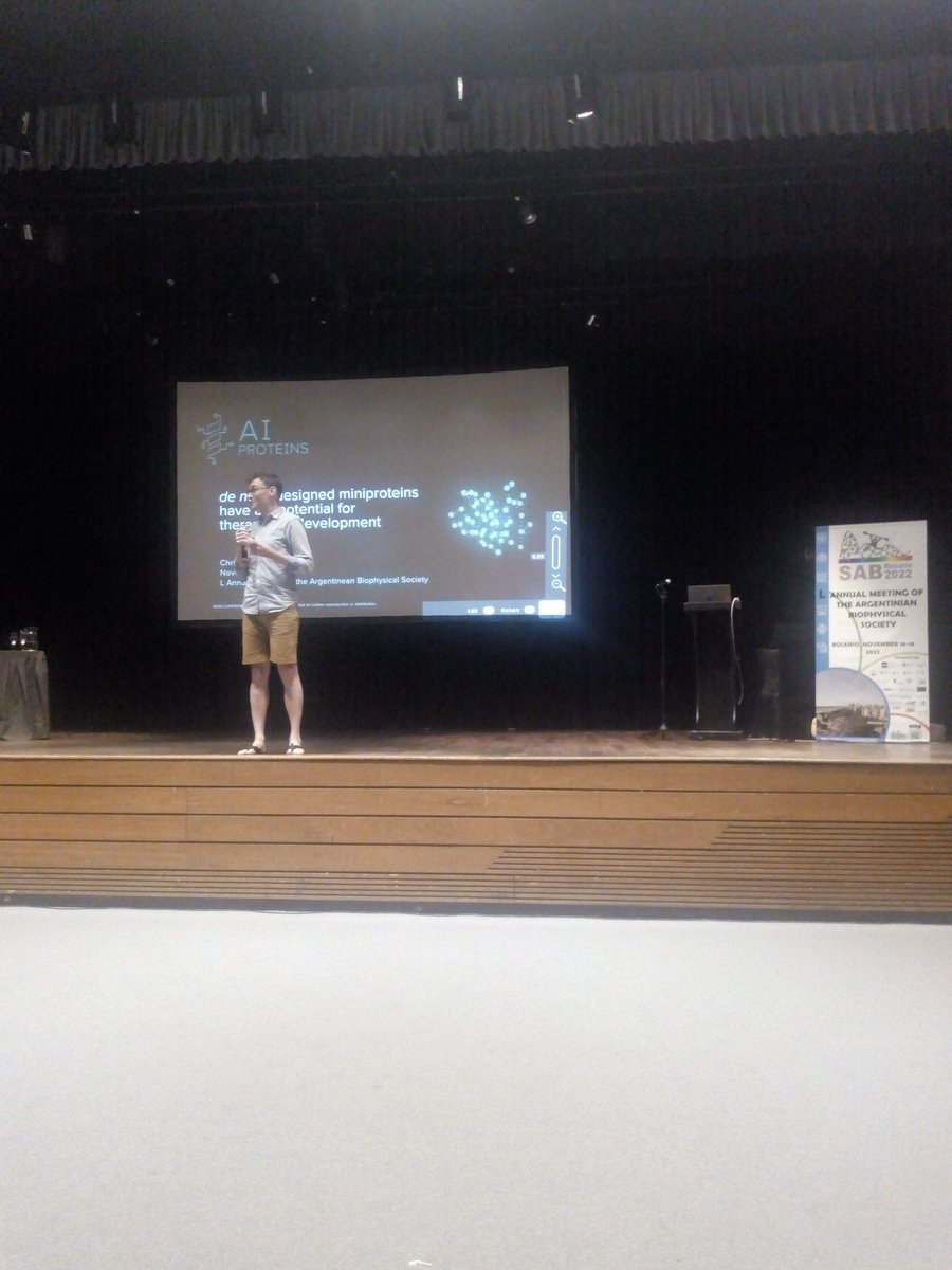 ABinolfi's tweet photo. Chris Bahl closing the prot. ev. &amp; des. Symposium. de novo miniproteins design!! @sab2022Rosario @mellases https://t.co/3xYLFoSIOY