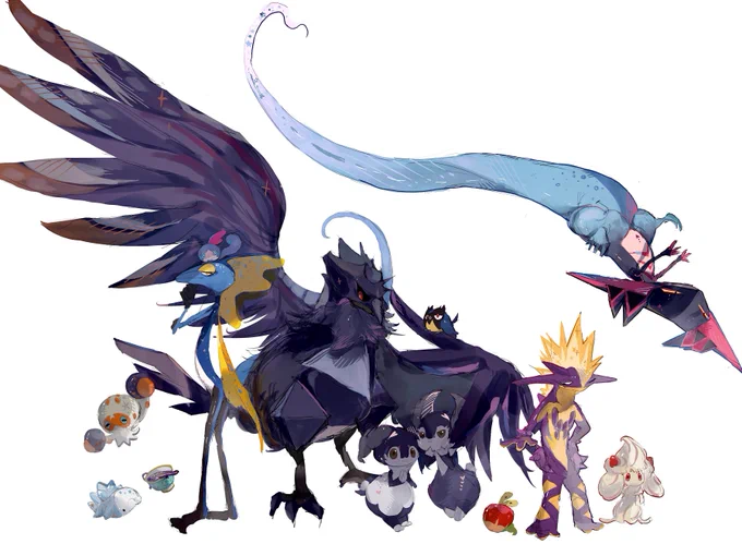#ポケモンイラスト #pokemon ポケモンSV発売されたので剣盾の好きな子達描いたよ 