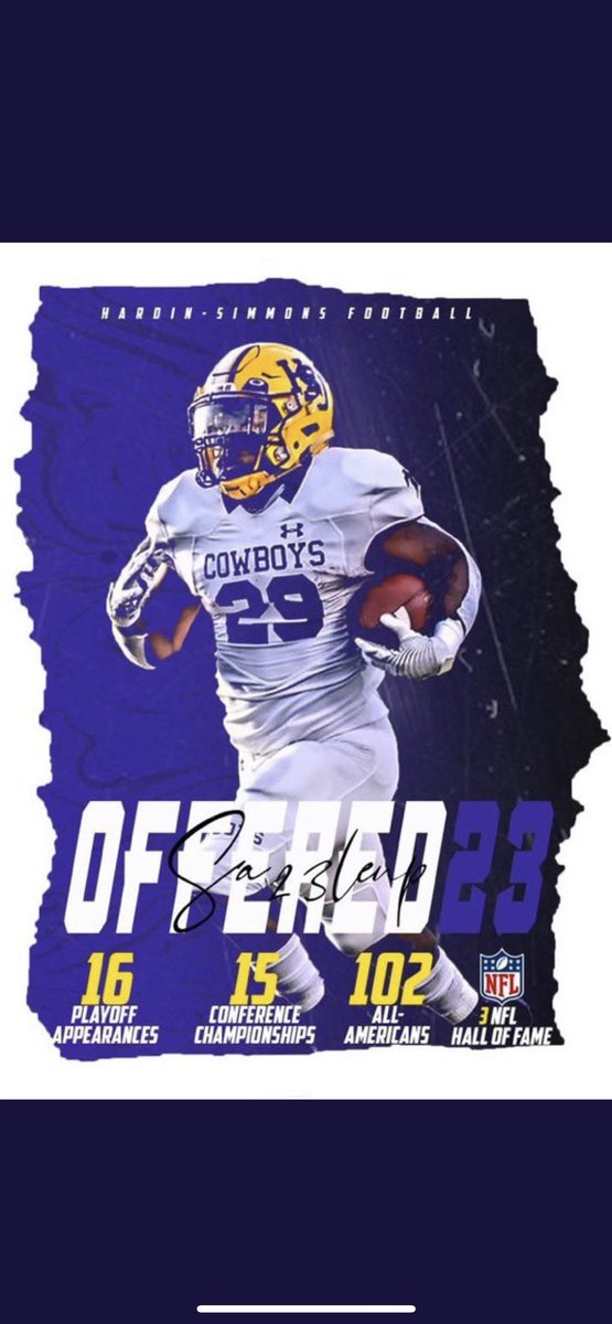 #AGTG After a great talk with <a href="/GL_Martin82/">Garrett Martin</a> I’m blessed to receive my first offer from Hardin-Simmons University! GO COWBOYS!!
