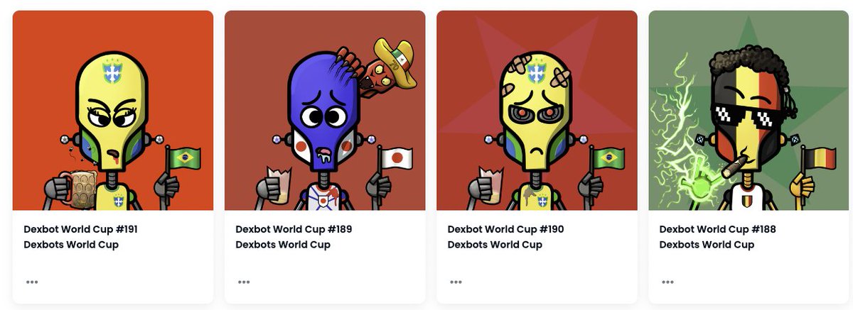 BlackFang_ART's tweet photo. Minted my first #WorldCup2022 #Dexbots ⚽️
LFG #NFTCommunity, don't forget to get on the #Freemint 😎 https://t.co/zhBQ5X1mbP
