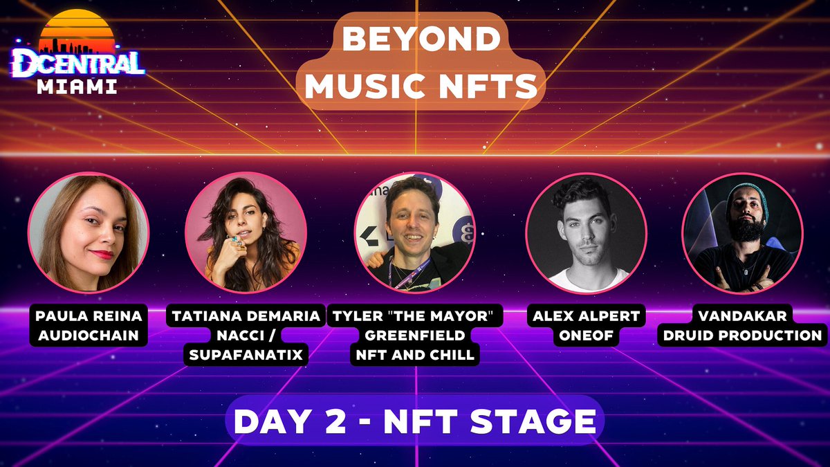 MaverickMedia15's tweet photo. Stoked to be apart of “Beyond Music NFTs” Panel at @DcentralCon #Miami during @ArtBasel🏝

Day 2 - #NFT Stage Nov 29th at 4:30pm🔥

Panelists
@itspaulareina  
@alexalpert6
@TatianaDeMaria
@TheeVandakar

#Web3 #ArtBasel #Crypto #music #blockchain #DeFi #nftcollectors #NFTCommunity https://t.co/FgQwTSYpEs