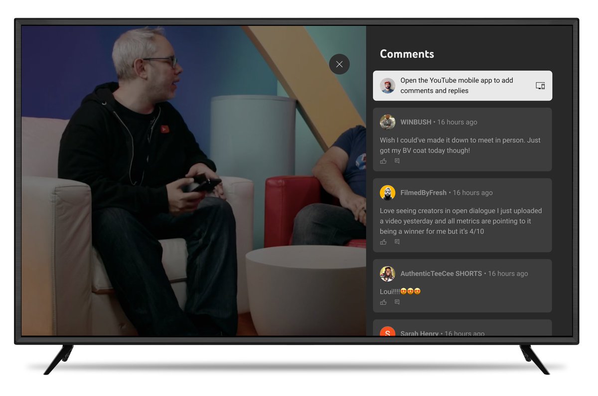 nealmohan's tweet image. You can now view and interact with comments while watching @YouTube on your smart 📺 or game console! ￼ More on this update… yt.be/help/CommentsTV
