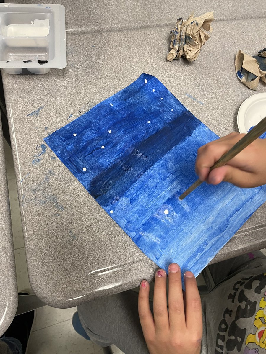 MrsFleetsTweets's tweet photo. Students are working on showing the background and foreground in their artwork. Today, we created the first step in our winter mittens art piece: the background. https://t.co/IxYqVFtwWX