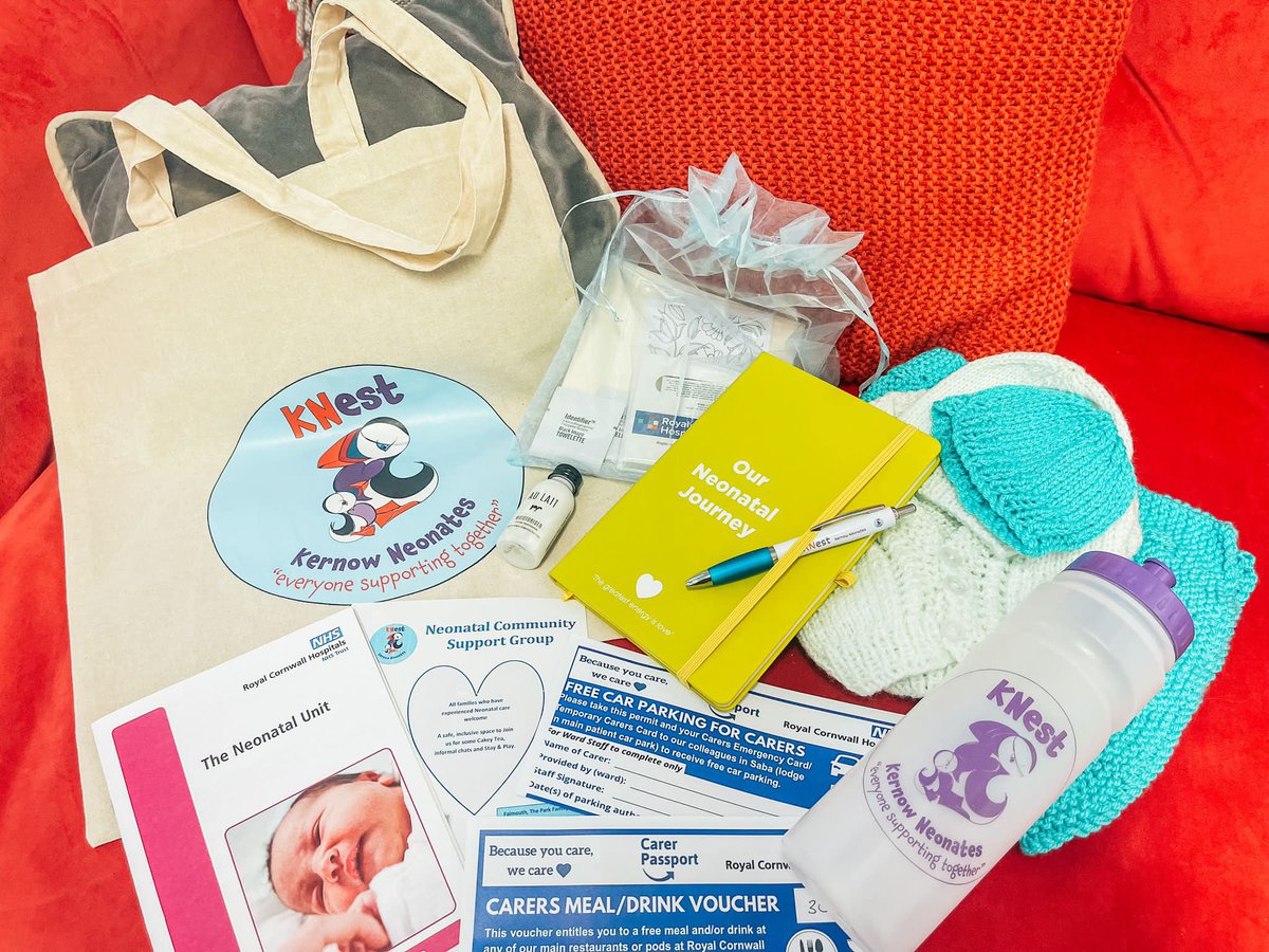 HGreenhill1970's tweet photo. Truro Neonatal Unit celebrating @WPrematurity day 2022 by launching welcome bags for families. Our very own amazing KNest neonatal peer supporters worked hard to make this happen!! ❤️❤️❤️❤️ 💙💜🧡 thank you so much xxx. @SWNeoAHP @RCHTWeCare @Ctregonning87 https://t.co/dtCyRGHLlS