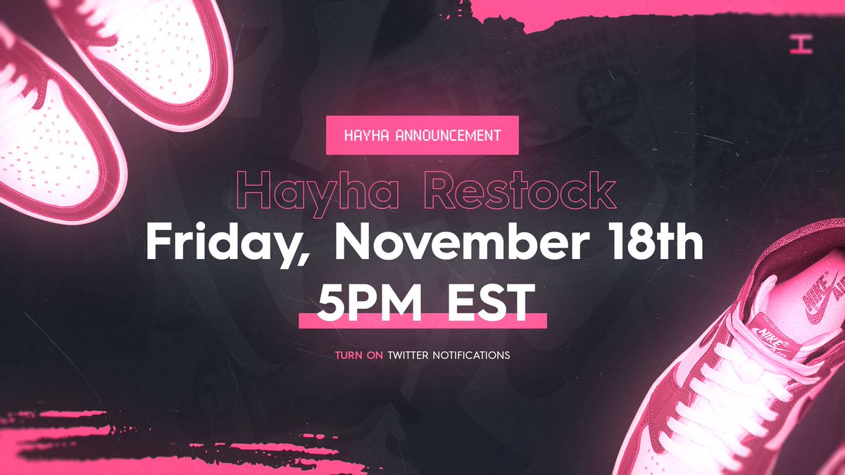 HayhaBots's tweet image. Here&apos;s your chance to buy a Hayha key! 

Join us tomorrow, November 18th at 5PM EST. 

We&apos;ll be restocking before the Chicago drop so you can be ready for it! 

Like ❤ and RT ♻️ for a chance to win a free renewal key! 🔑