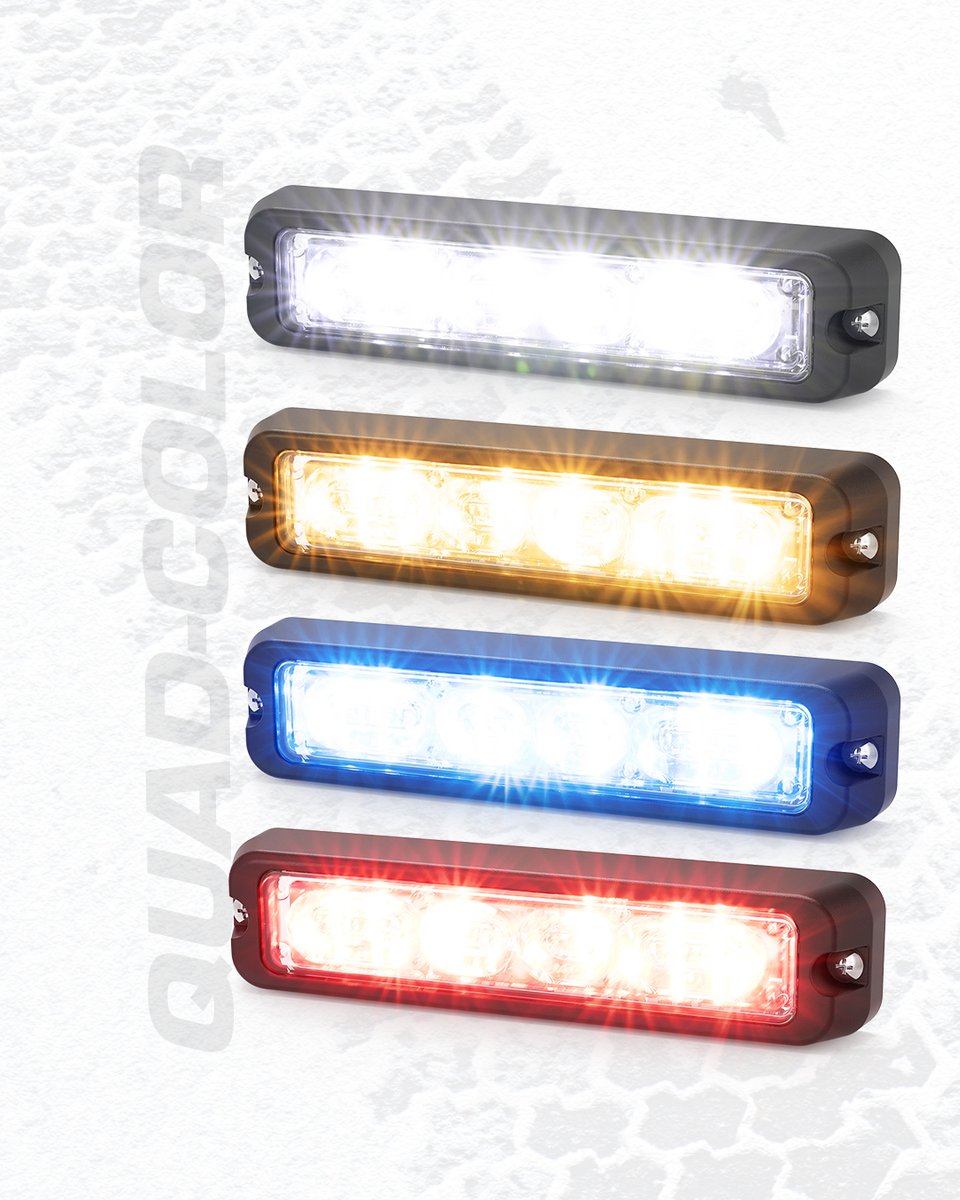 Code3Inc's tweet image. Meet the MR24 quad-colored directional, featuring four color options - amber, white, blue, and red - in one compact warning light – link in bio. #Code3Inc