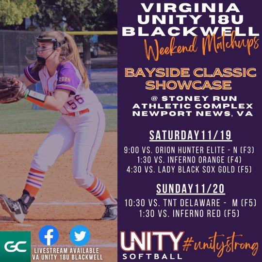 UnityBlackwell's tweet photo. As promised! 🥁 roll please!  Last stop for our 18U team this fall! A chilly Newport News Showcase.  Finish Strong Ladies!  ❤️💯💥#backinVA @odacathletics @CoastRecruits @SoftballRecruit @SBRRetweets https://t.co/NvQqeVINB0