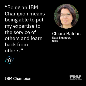 It's #IBMChampion nomination time - they're customers & partners who are experts, leaders & advocates for IBM products. The program recognizes & rewards their contributions. What does it mean to be an IBM Champion? Here's what Chiara Baldan says. Join us: ibm.co/3TF12Ao