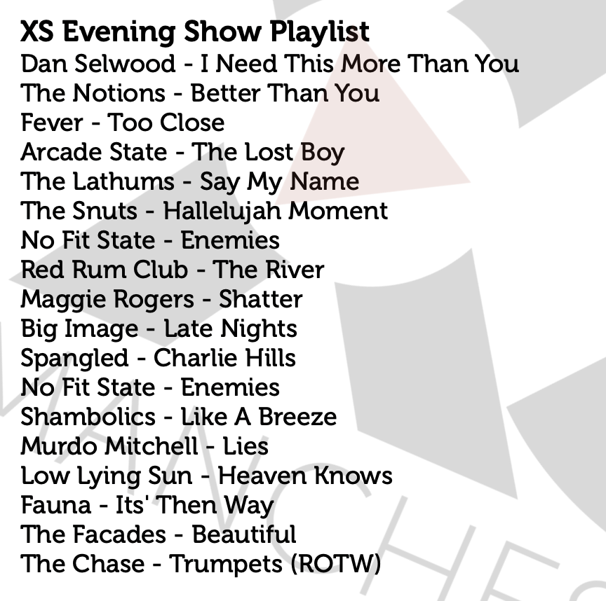 Jim Salveson (@mr_jimbob) on Twitter photo Can you feel the excitement building???
Eh, what World Cup? I'm talking about tomorrows new stuff added to the <a href="/XSManchester/">XS Manchester - 106.1 FM, DAB+ & App</a> Evening Playlist.
New stuff from <a href="/shambolicsmusic/">Shambolics</a> <a href="/LowLyingSun/">Low Lying Sun</a> <a href="/MurdoMitchell/">Murdo Mitchell</a> @MusicFauna <a href="/thefacadesband/">The Facades</a> and <a href="/OFL_TheChase/">The Chase</a> all added to a sterling list. Can you feel the excitement building???
Eh, what World Cup? I'm talking about tomorrows new stuff added to the <a href="/XSManchester/">XS Manchester - 106.1 FM, DAB+ & App</a> Evening Playlist.
New stuff from <a href="/shambolicsmusic/">Shambolics</a> <a href="/LowLyingSun/">Low Lying Sun</a> <a href="/MurdoMitchell/">Murdo Mitchell</a> @MusicFauna <a href="/thefacadesband/">The Facades</a> and <a href="/OFL_TheChase/">The Chase</a> all added to a sterling list.