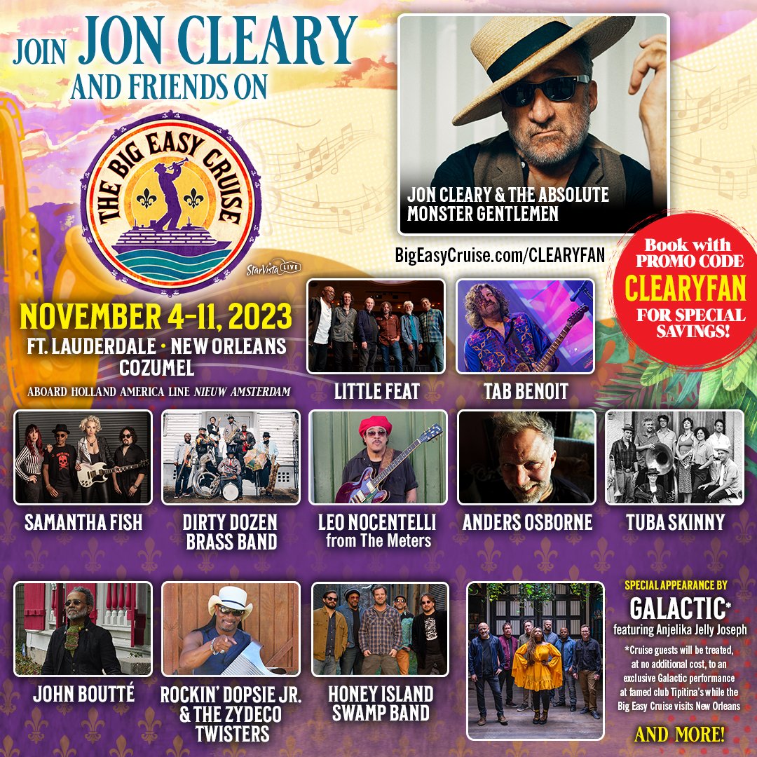 Quick reminder - Next November, Jon will be setting sail with several great artists on the Big Easy Cruise out of Ft Lauderdale! Use promo code CLEARYFAN for special savings! bigeasycruise.com/CLEARYFAN