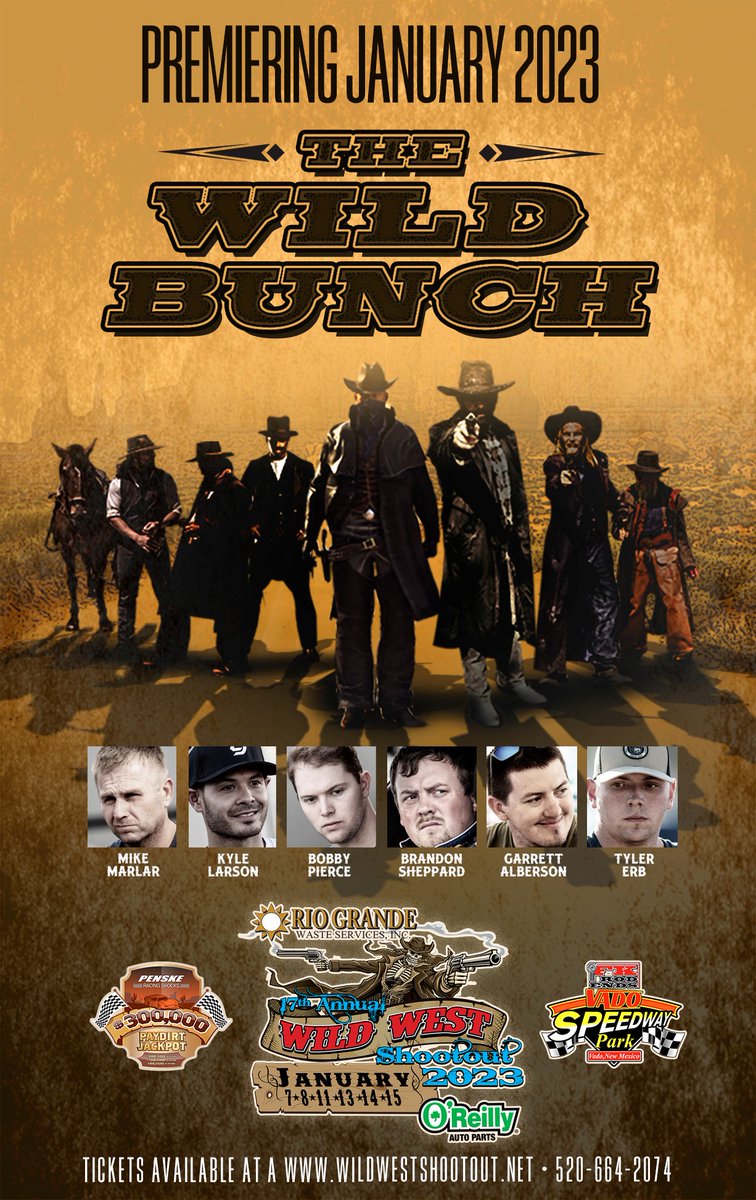 The modern-day Wild Bunch is taking aim on the 17th annual Rio Grande Waste Services Wild West Shootout on Jan. 7-15 at <a href="/FKrodends/">Team FK</a> <a href="/VadoSpeedway/">Vado Speedway Park</a>.

Get your discounted, reserved seats today at wildwestshootout.net/buy-tickets/ and get a free one-day pit pass upgrade. #DontMissTheAction