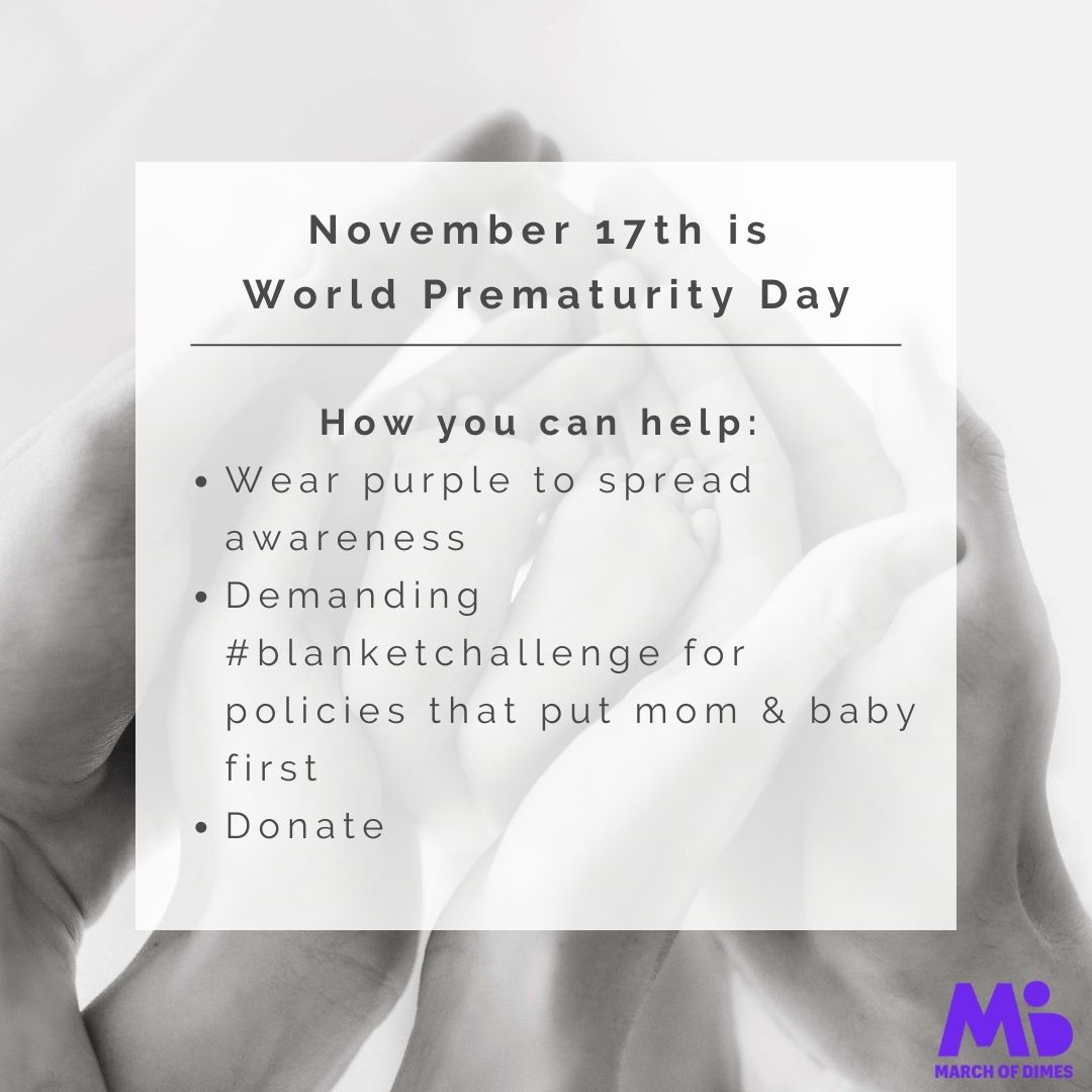 November is Prematurity Awareness Month—an important time to raise awareness of the maternal and infant health crisis of preterm birth. 

Here are some ways to show your support for moms and babies!