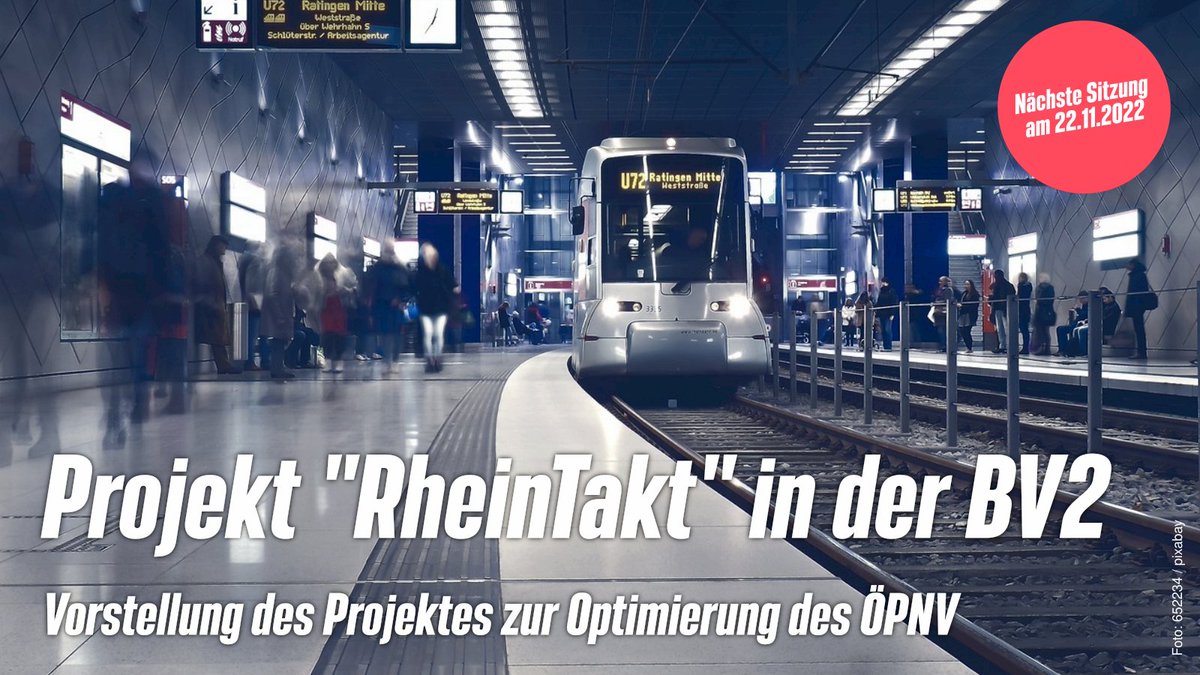 Am Dienstag, 22.11. findet ab 16 Uhr die nächste Sitzung der #Bezirksvertretung 2 #Flingern / #Düsseltal statt. Ein wichtiges Thema wird das Vorhaben #RheinTakt zur Optimierung des #ÖPNV in #Duesseldorf sein, das auch Auswirkungen auf die Zukunft der Linien U71 und 708 haben wird