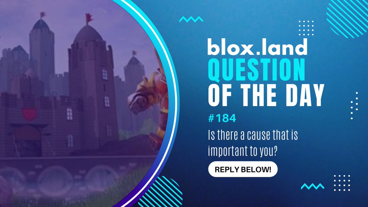 BloxLandRBX's tweet photo. ❓ Question of the day ❓ #qotd

Is there a cause that is most important to you? 🔨

Reply below for a chance to win our weekly 5,000 #robux #giveaway!
Follow us to win!
#bloxland #roblox 👇 https://t.co/0Hxm92HDbl