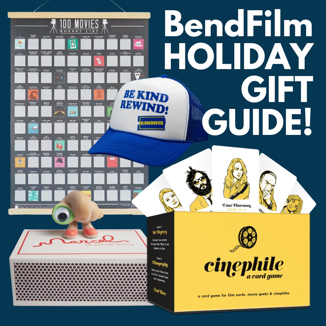 Tis' the season of gift giving!🎁 We have compiled a list of 25 gifts perfect for the film lover in your life!🎥 Check out the whole list here bendfilm.org/news/holiday-g… #giftguide #holidaygiftguide #moviegiftguide #giftidea #lastblockbuster #marceltheshell #a24 #indiefilm