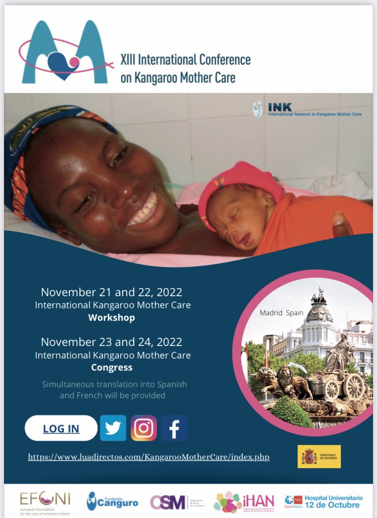H12Oneo's tweet photo. No podemos terminar el #DiaMundialdelaPrematuridad centrado en el piel con piel sin recordaros que la semana que viene, del 21-24 de noviembre acogemos el #KMC2022 , el taller y el Congreso Internacional del Cuidado Canguro.

🌐 Web oficial https://t.co/EQyYeZvz7t https://t.co/p1sYAmu0Ee