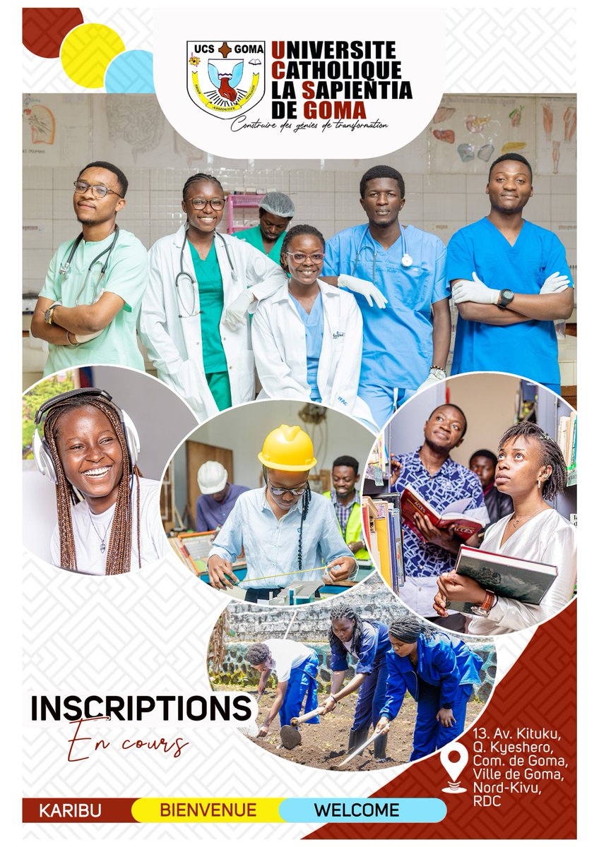UCS_Goma's tweet photo. 🚨🎯Les inscriptions pour l'année d'enseignement 2022-2023 sont déjà en cours à l'Université Catholique la Sapientia de Goma. Hâtez-vous! https://t.co/QRLhJOUL98