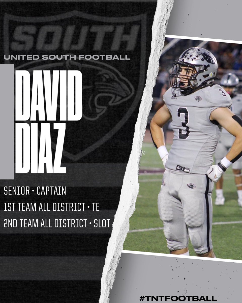 USPanthers's tweet photo. 🏆⚡️PANTHER NATION⚡️🏆

We would like to congratulate David Diaz on being selected 1st Team All-District TE and 2nd Team All-District Slot Receiver as voted on by the coaches of District 30-6A⚡️

#TNTFOOTBALL https://t.co/YimTXikQFT