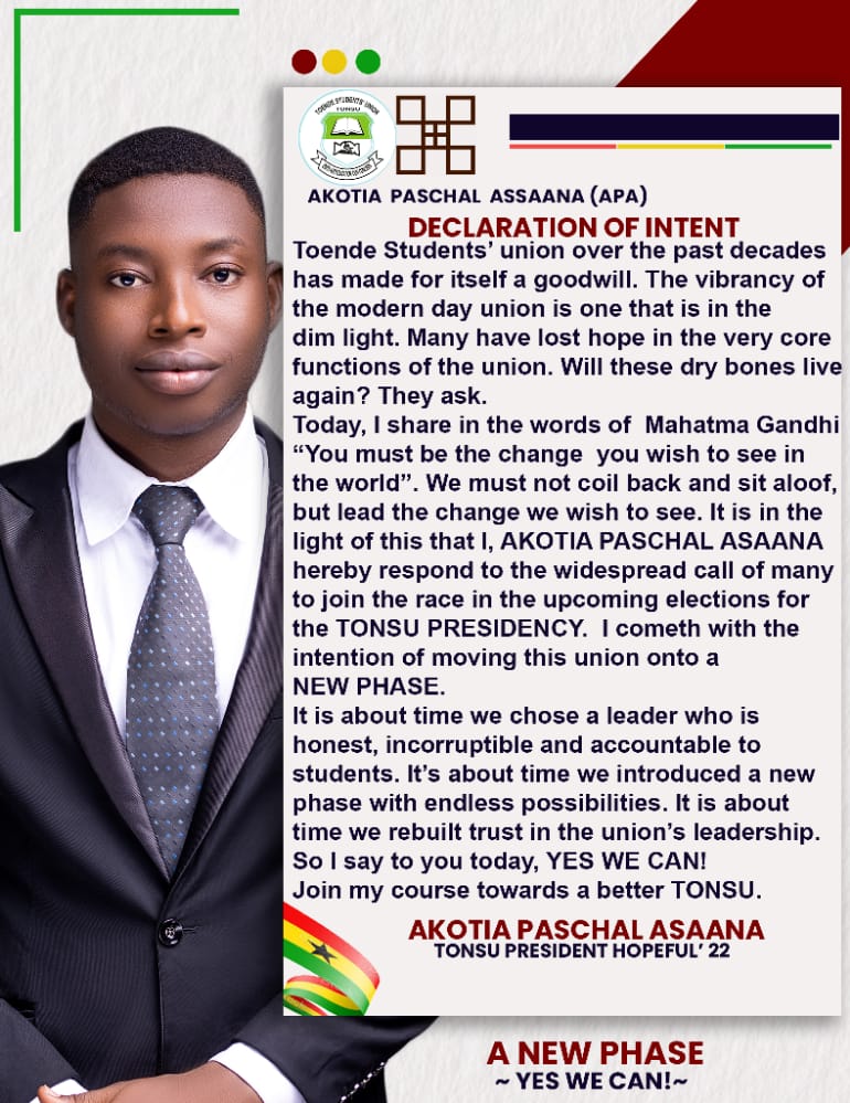 We face neither Zebilla nor Binaba zone; neither do we face Gbantongo nor Sapelliga Zone. We face forward!
ONTO A NEW PHASE
~YES WE CAN!~