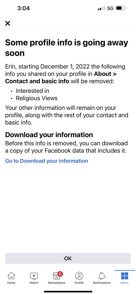 erin_capps's tweet photo. @elonmusk Meanwhile FB os removing the option of showing your religious views from profiles. But they’ll keep pronouns!! https://t.co/kvUTceMMRy