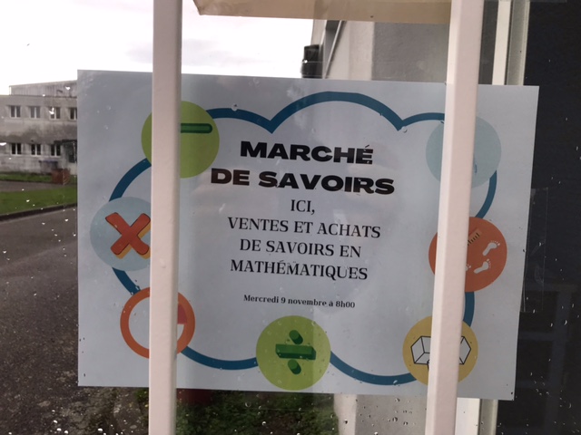 Lles élèves de 6B ont fait leur marché ce matin ! Chaque élève proposait un savoir mathématique qu’il enseignait à deux autres. Puis les rôles changent et ceux qui étaient les professeurs devenez élèves des autres élèves/professeur.

…-arp-strasbourg.site.ac-strasbourg.fr/web/?p=3596