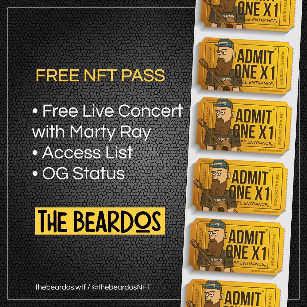 beardilizer's tweet photo. Not familiar with free NFT passes: send us a DM and we'll walk you through 🤜🤛

Claim yours today at https://t.co/1pnbnBqcEh 🍀

Limited supply ⚡️⚡️

@MartyRayProject #BeardGang #beardo #Metaverse #Beardoverse https://t.co/QnInwAGScM