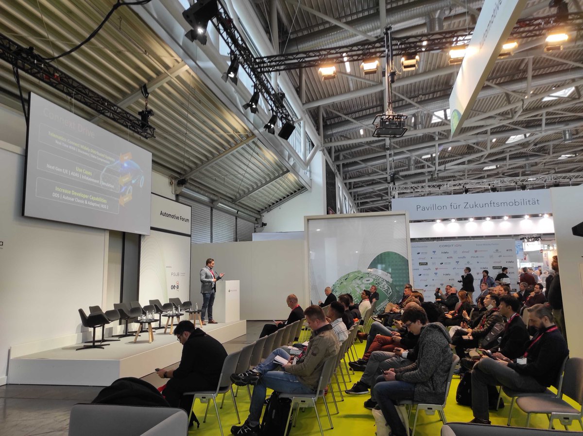 rti_software's tweet image. Thank you to all who attended Pedro López Estepa’s session at #electronica2022 on how Connext Drive® — thanks to its unique network technology based on the DDS standard — represents the best communication solution to enable next-generation E/E architecture.