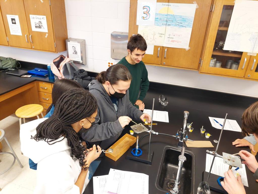 Students learning about the physical properties of covalent and ionic compounds in Mr. Piety’s classes!