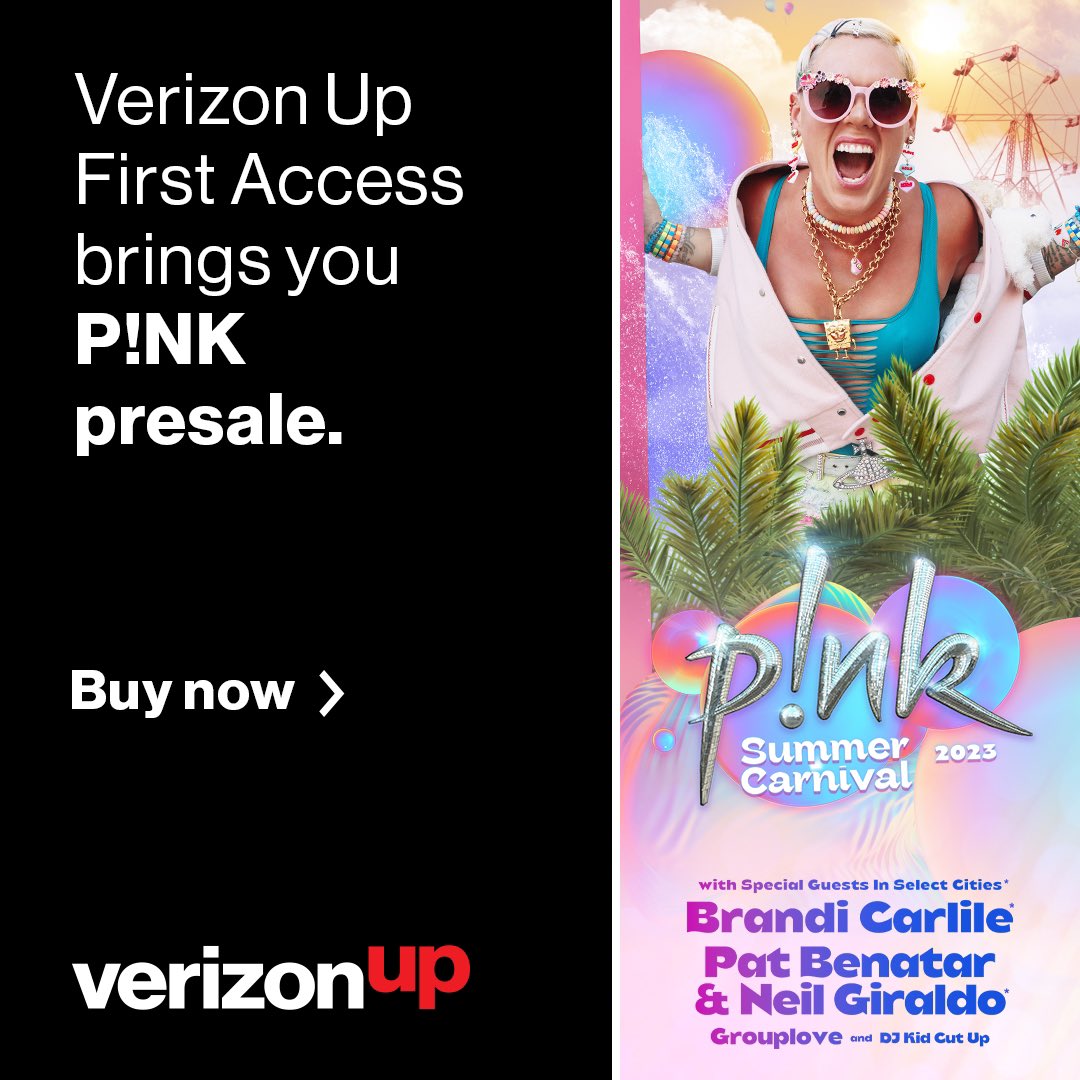 P!nk's tweet "Hi friends! Verizon presale tickets for Summer