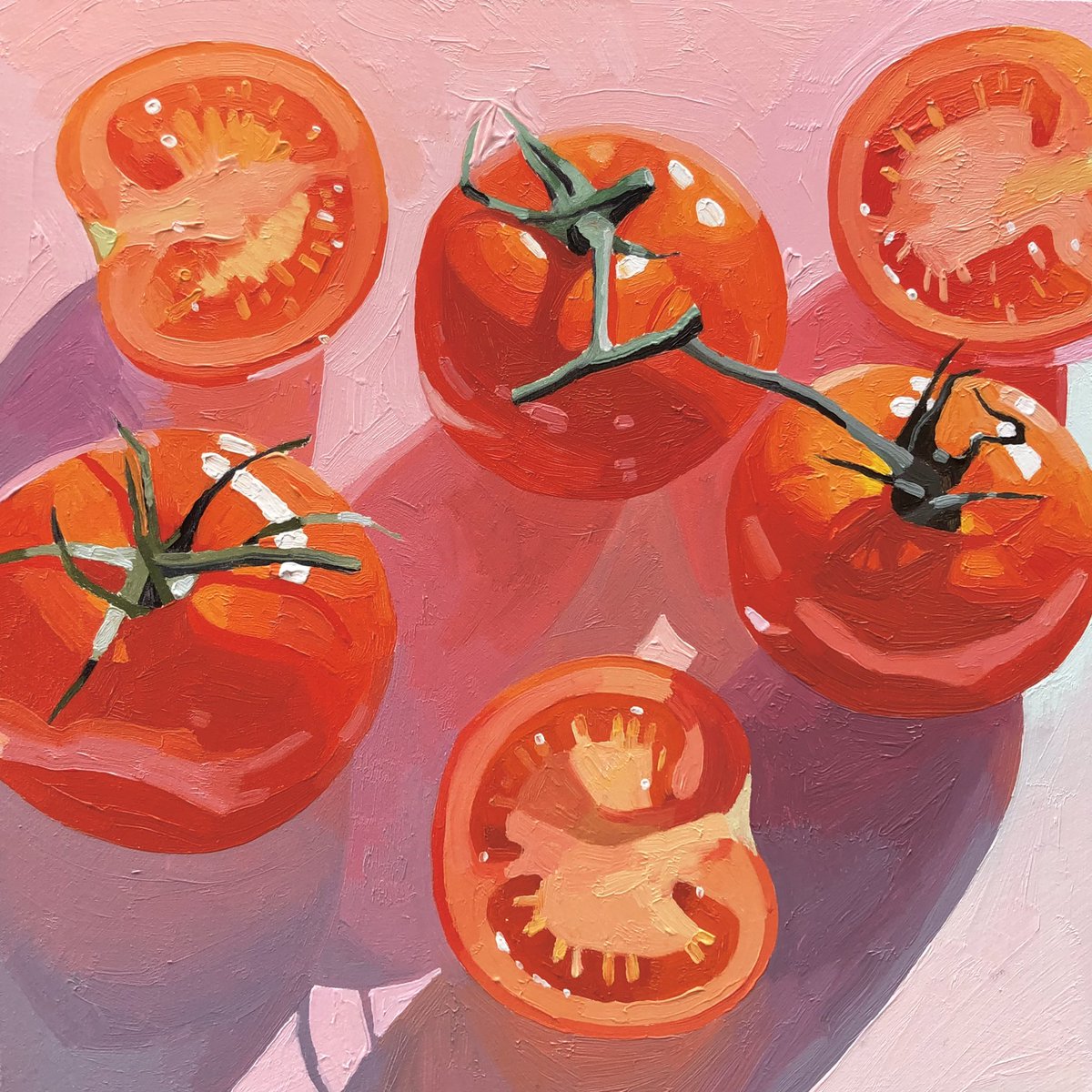 「not me painting the exact same tomatoes 」|Leah Gardnerのイラスト
