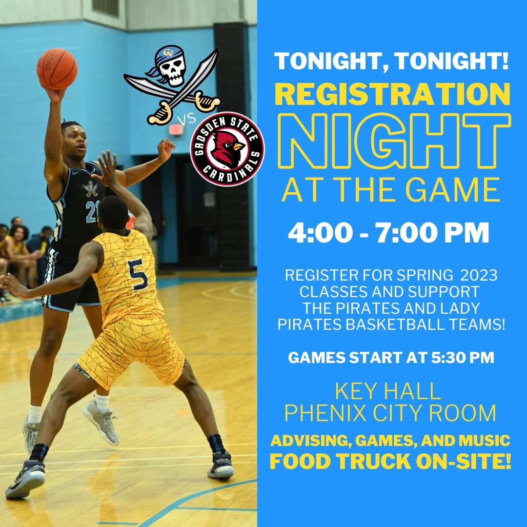Chattahoochee Valley (@cvccpirates) on Twitter photo Don’t forget that tonight we will have advisors on site from 4:00 – 7:00 PM at the Phenix City Room, located in Key Hall, to help with your Spring 2023 registration needs.  Conference Basketball games to follow at 5:30 PM against Gadsden State! Don’t forget that tonight we will have advisors on site from 4:00 – 7:00 PM at the Phenix City Room, located in Key Hall, to help with your Spring 2023 registration needs.  Conference Basketball games to follow at 5:30 PM against Gadsden State!