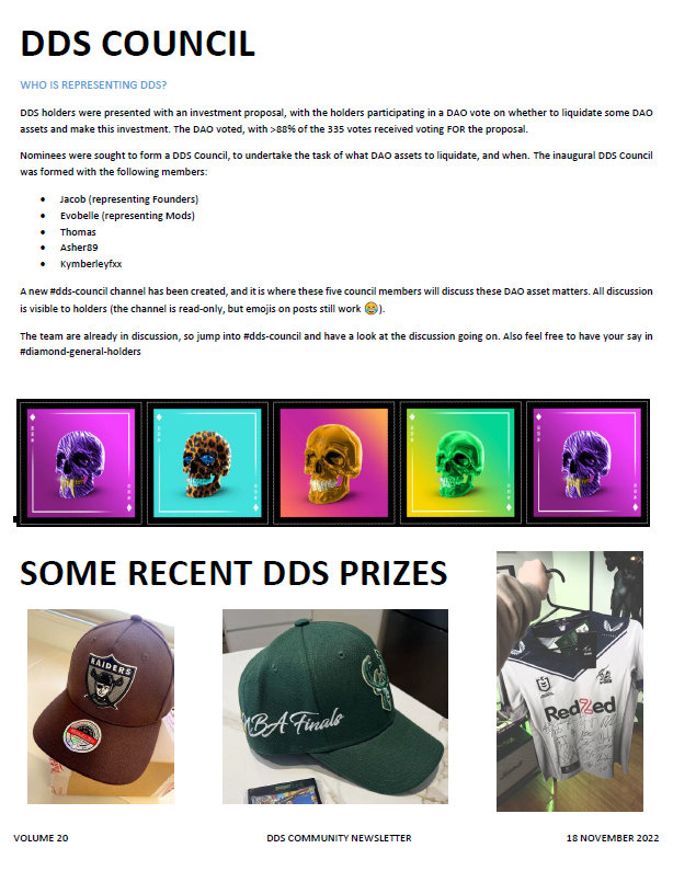 evo_belle's tweet photo. @DeadDiamondScty Newsletter has been dropped this morning. Massive shout out to @Biskitz0 for helping put  this together. 🥳 Team work, makes the dream work! https://t.co/MyD5TDKWQo