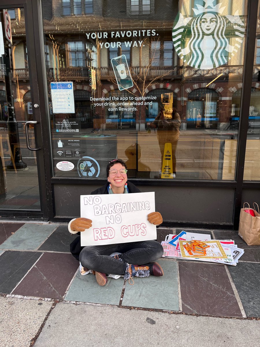 Coolidge Corner’s #redcuprebellion picket line today!