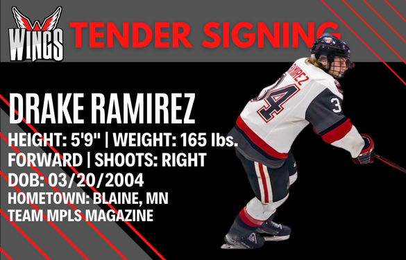 AberdeenWings's tweet photo. TENDER ANNOUNCEMENT!
We have another round of tenders that we'd like to welcome to Wings Nation! Up first is forward Drake Ramirez!

STORY >>. https://t.co/AqzROUkKMw

#WingsFamily @drakeramirez34 https://t.co/P6cZCauG1O