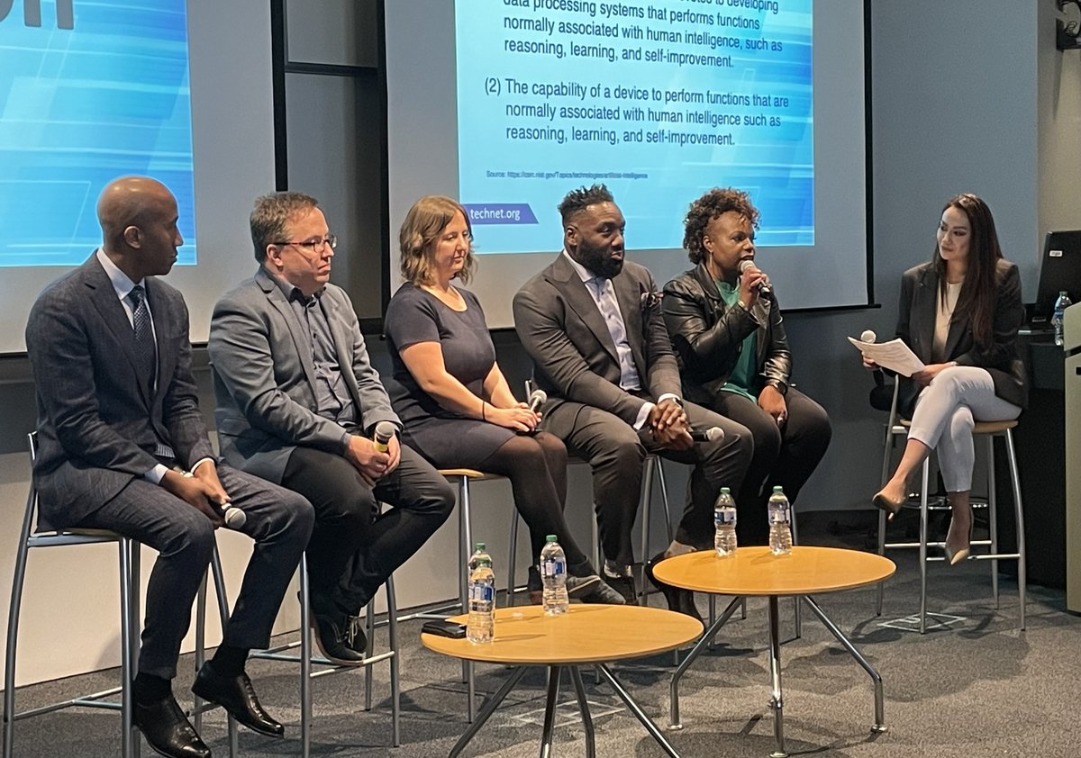 TechNetUpdate's tweet photo. Artificial intelligence is revolutionizing the way we live and work. In our final #TechNetSPC22 panel, NY Assemblyman @Clydevanel joined leaders from @Salesforce, @Intuit, @NetApp, & @Amazon’s @AWS to discuss the intersection of AI and society. https://t.co/P6Sygqyyhm