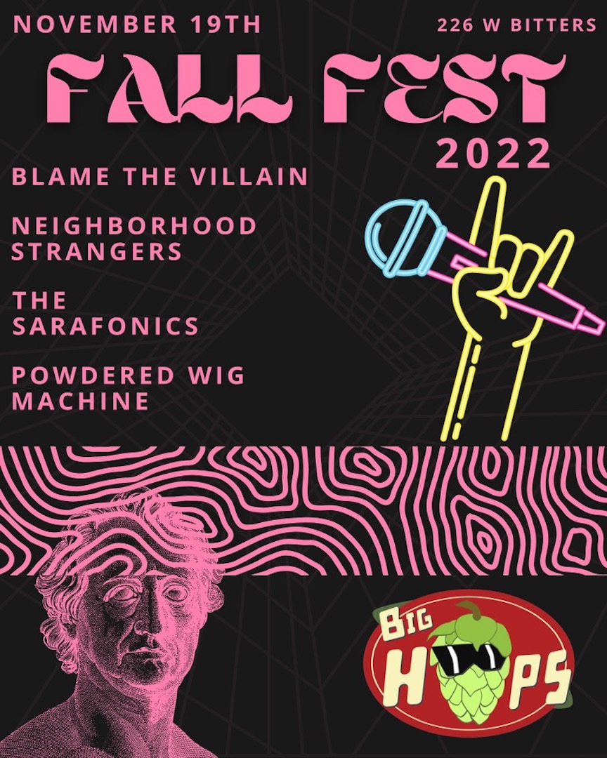 NHStrangers's tweet image. Hi Twitter Strangers , we are pumped to announce our upcoming show this Saturday at Big Hops! We are playing alongside some other fantastic acts like @blamethevillain, @sarafonics, &amp;amp; @powderedwigmachine so come out and enjoy your Saturday night with us! We go on @ 10pm!