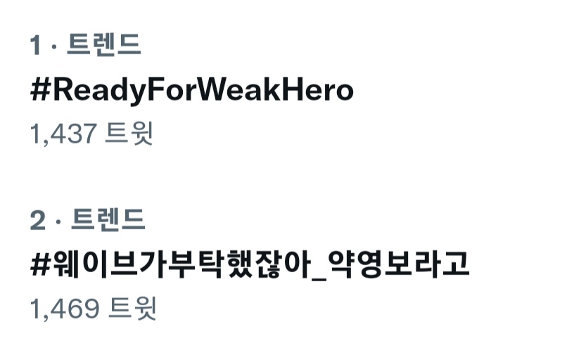 award4pjh's tweet photo. #웨이브가부탁했잖아_약영보라고
#ReadyForWeakHero

1, 2위 유지 중입니다.
약한영웅 방영 중에도 최대한 오래 유지하는 것이 중요!!!

OTT드라마 = 홍보👍

화윙팅! https://t.co/I2Mm0dobtg