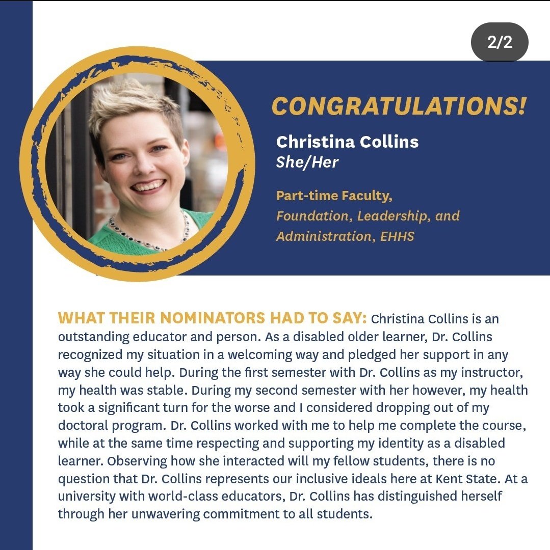S/O to <a href="/Doc_CCollins/">Christina Collins</a> for this WELL deserved recognition <a href="/KentState/">Kent State</a> @KentStateDSA <a href="/KentStateEHHS/">College of EHHS</a>