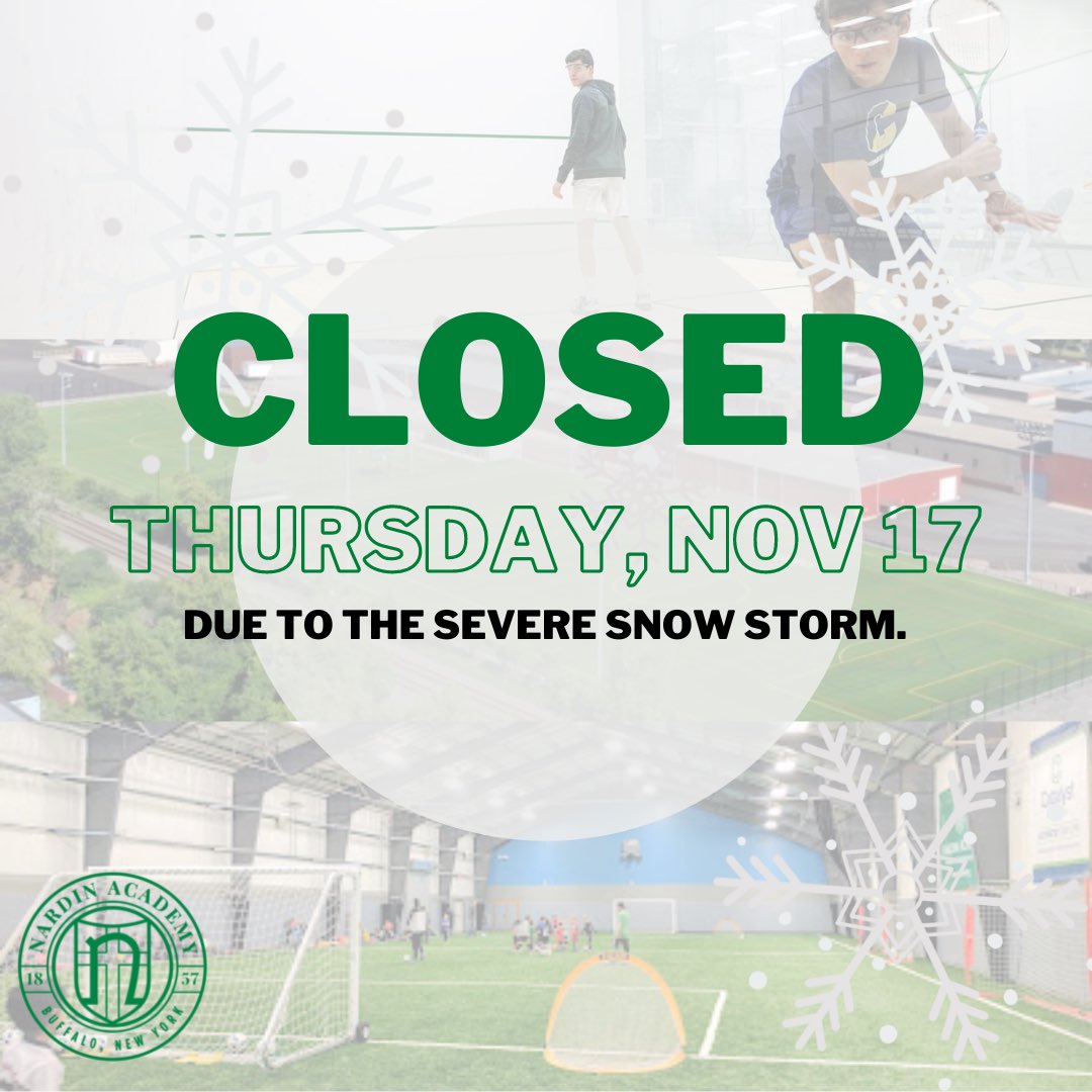 WE ARE CLOSED AT 9PM THIS EVENING DUE TO THE ERIE COUNTY TRAVEL BAN! ❄️