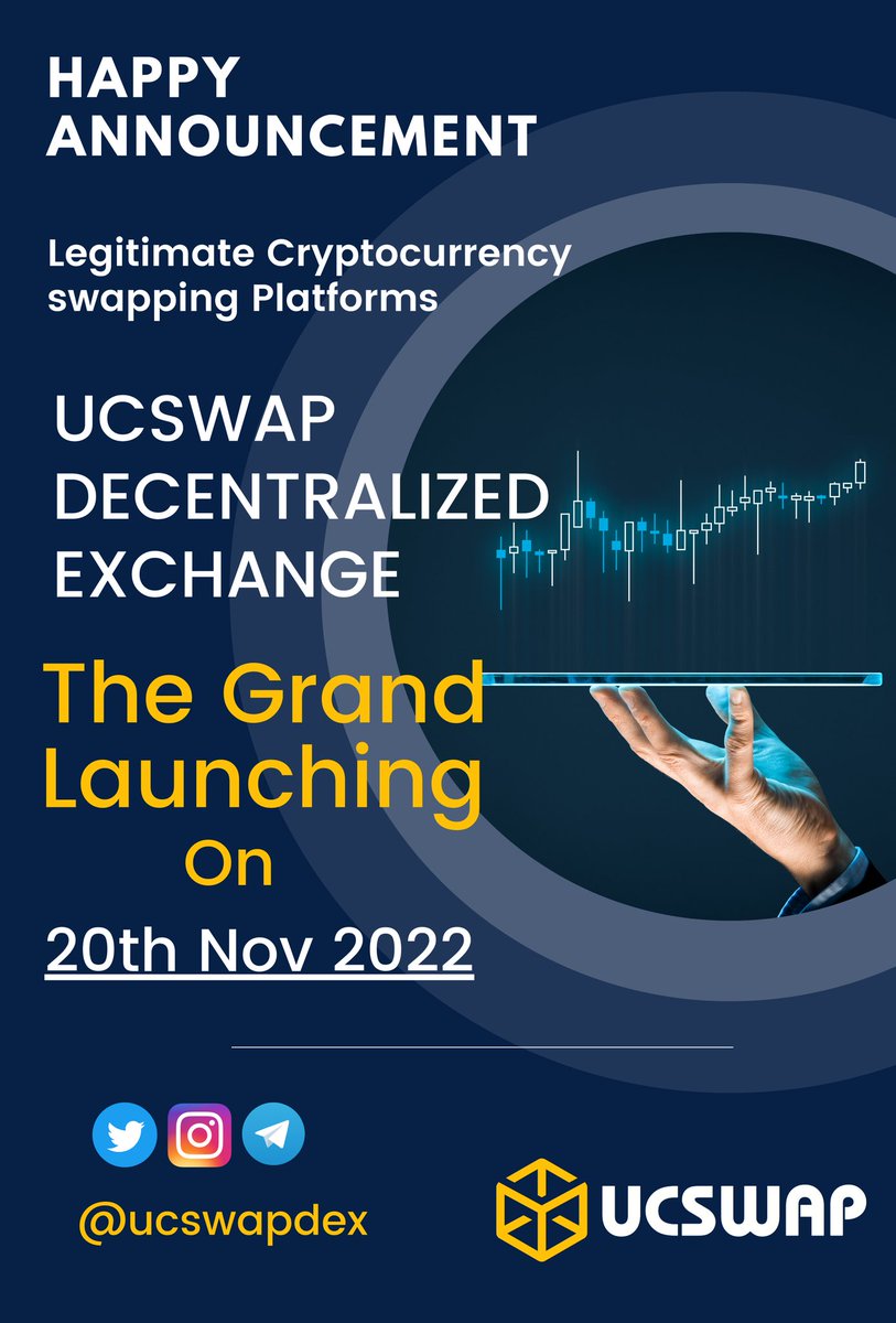 UCSWAPDEX's tweet photo. UCSWAP DECENTRALIZED EXCHANGE will open to trade  on 20th November 2022. Welcome to all https://t.co/fjAdoTraPT