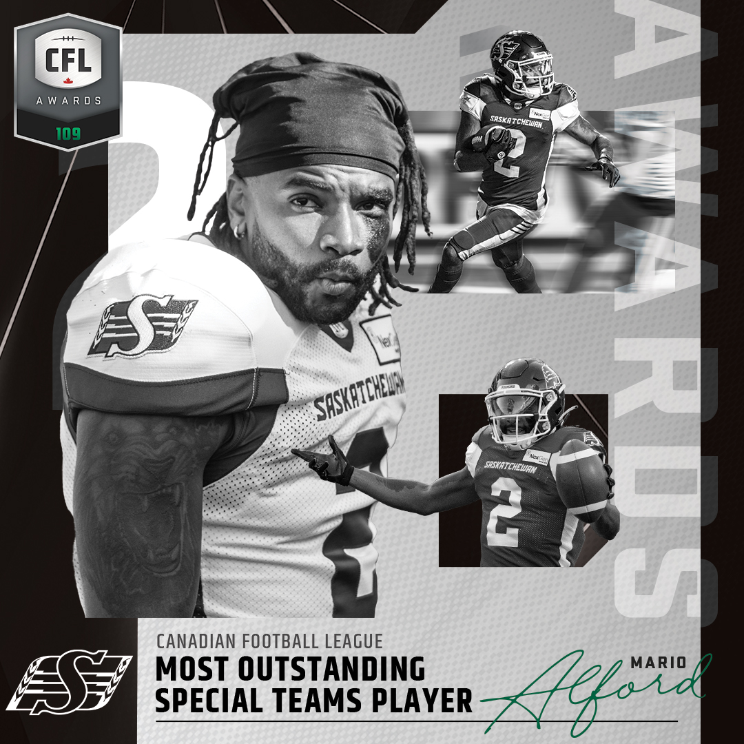 CFL's tweet photo. MARIOOOOOO!

Your 2022 Most Outstanding Special Teams Player: Mario Alford! 

#CFLAwards https://t.co/8SQSjqYUvS