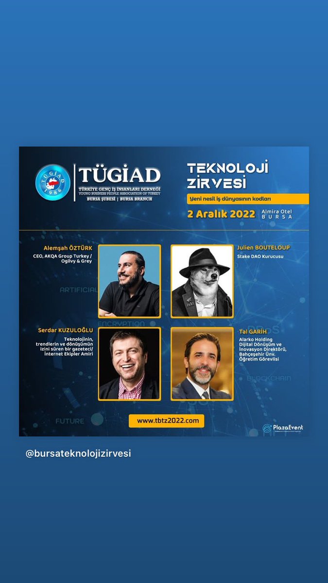 TUGIADBURSA's tweet photo. TÜGİAD Bursa Teknoloji Zirvesi

Detaylar https://t.co/CmaLvYCMZc https://t.co/iGrp03ImJk