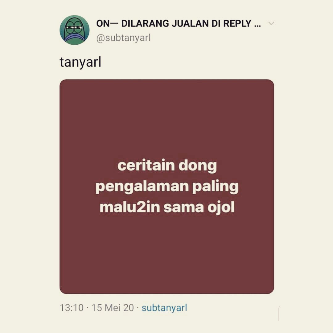 Drama Ojol Indonesia - Ada yang lebih anti mainstream? 
.
Source: twitter/subtanyarl... - dramatizen.com/drama-ojol-ind…