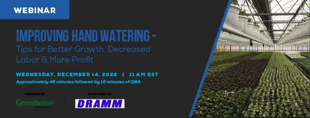 Register for our Dec. 14 webinar with Louis Damm on how to improve hand watering in your greenhouse
bit.ly/3UJUth7