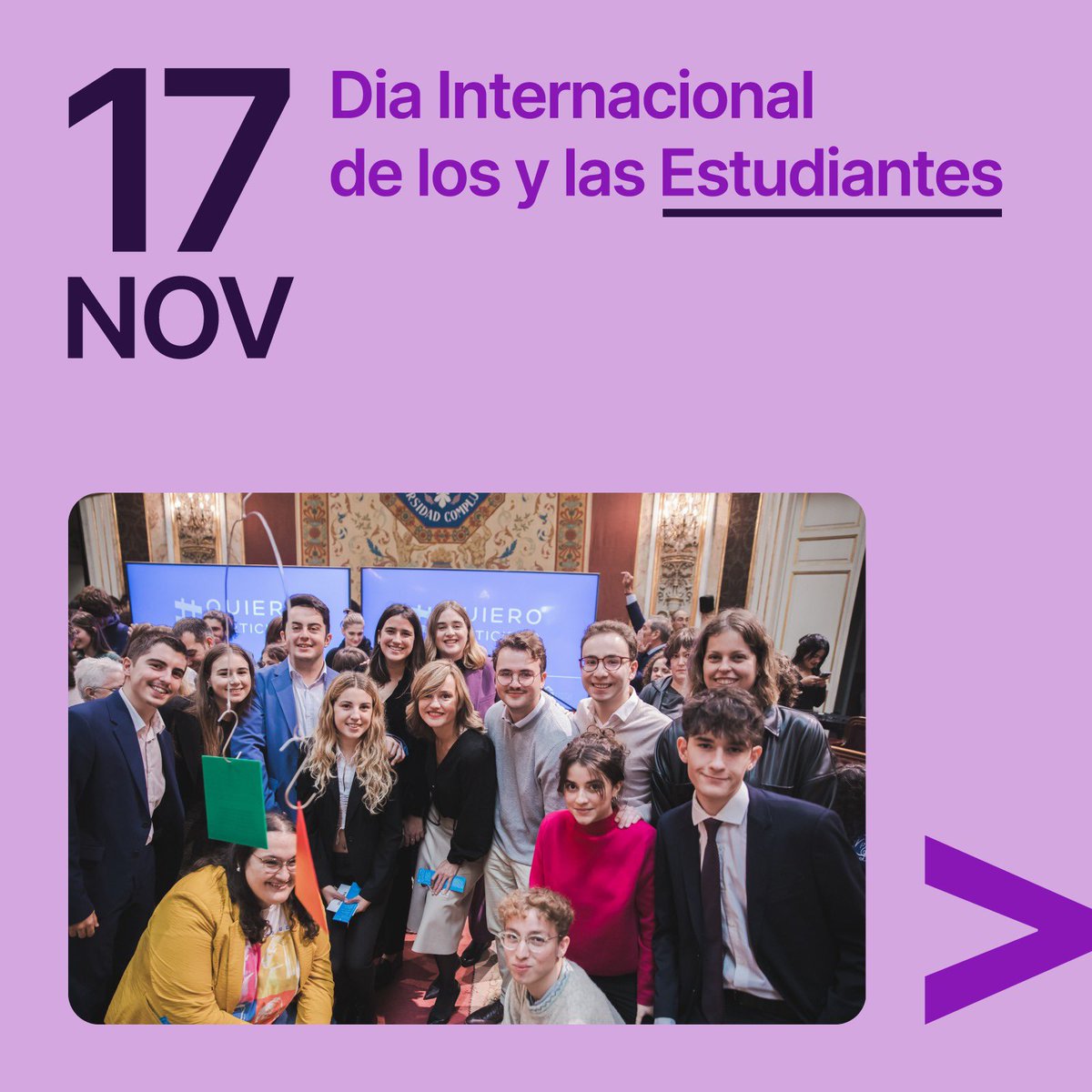 CANAE's tweet photo. 🙋🏻‍♂️ Hoy hemos celebrado el #DíaDelEstudiante, en el @ConsEscoEstado. 

👉🏼 Somos estudiantes comprometidas, somos las protagonistas del sistema educativo. Nuestra participación es fundamental.

#YoSoyCANAE https://t.co/pct6mXwAdd