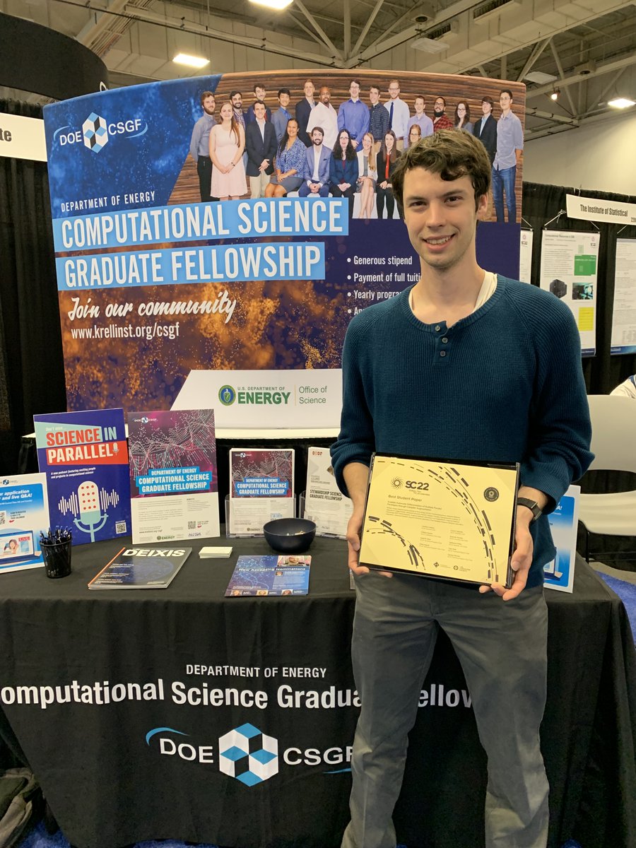 🎉Congratulations to #DOECSGF alumnus William Moses (2018-2022) for winning Best Student Paper for "Scalable Automatic Differentiation of Multiple Parallel Paradigms through Compiler Augmentation" at #SC22