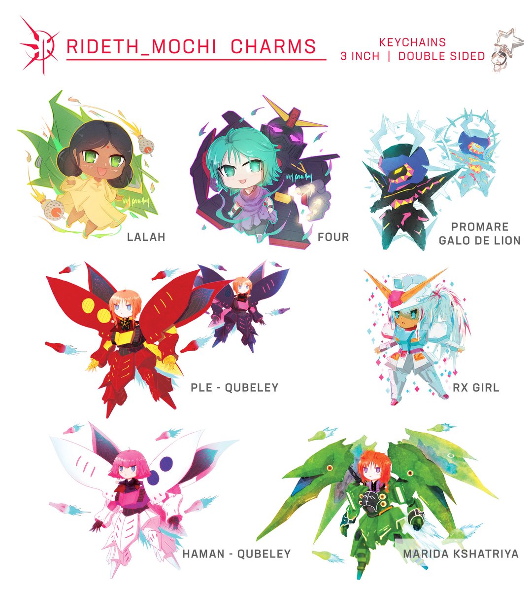 Rideth_mochi's tweet image. This weekend come by to H15 for Gundam and Gund arm accessories !
I'm right in the center! New Aerial, W prints, and Lalah + Four Charms!
#AnimeNYC2022 #ANYC