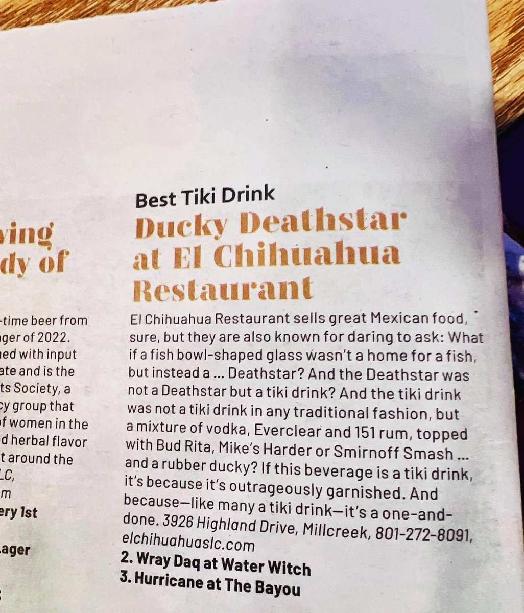 ElChihuahuaSLC's tweet photo. π Thanks for the feature!! @cityweekly π Weβve been tellin ya to #DoTheDuckie π€ͺπ₯³ #IGotDuckedUp
#cityweekly #BestofUtah2022 #BestofUtah #DevourUtah #slcdining #slceats #slcfoodie #slcrestaurants #saltlakecity #saltlakecityutah #saltlakecityfoodies https://t.co/TLxASdSdDu