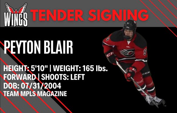AberdeenWings's tweet photo. We've got another tender to announce! This time it's Peyton Blair, a forward from Minnesota! Welcome to Wings Nation!

Story >> https://t.co/gYj7jtbtc6

#WingsFamily https://t.co/UA7nsW2AOJ